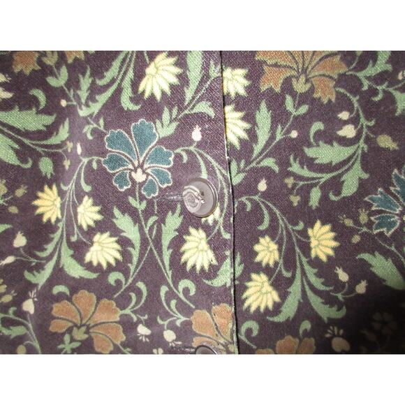 VTG Lands End Blazer Jacket Women's M Velveteen Blue Floral Print Button Front - Picture 3 of 8